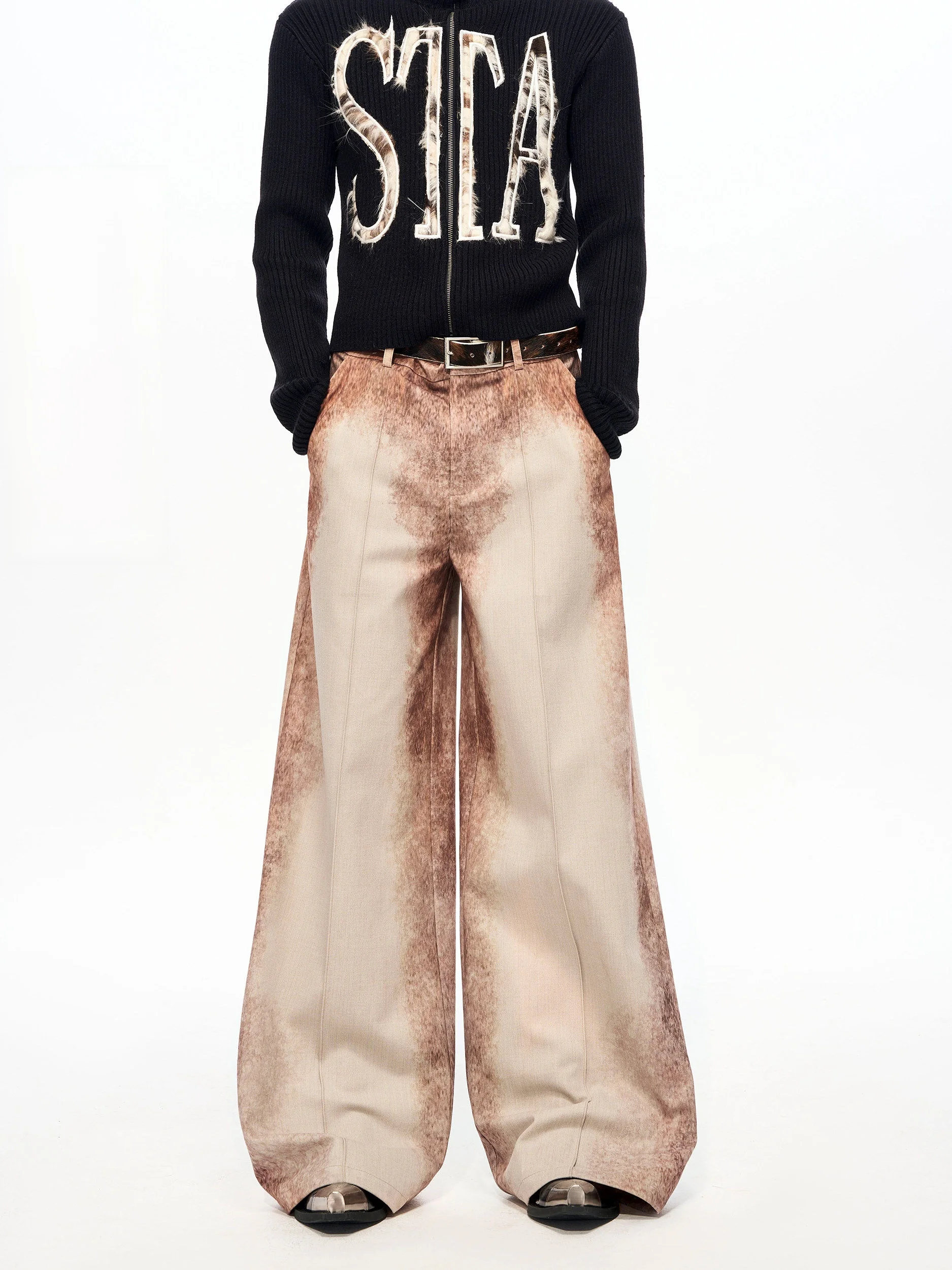 

Original Rust-Colored Men's Woolen Suit Pants Draping Trendy Winter Straight Leg Trousers for Teens And Young Adults