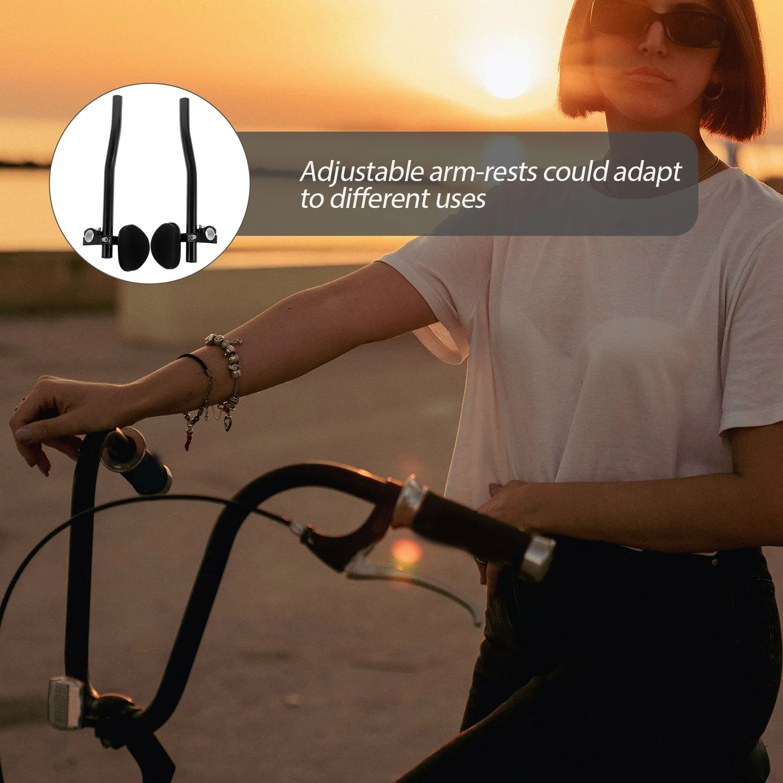 

Lightweight Rest H dlebar for Road Bike Tt H Adjustable Arm rests Split Design Durable Aluminum Alloy