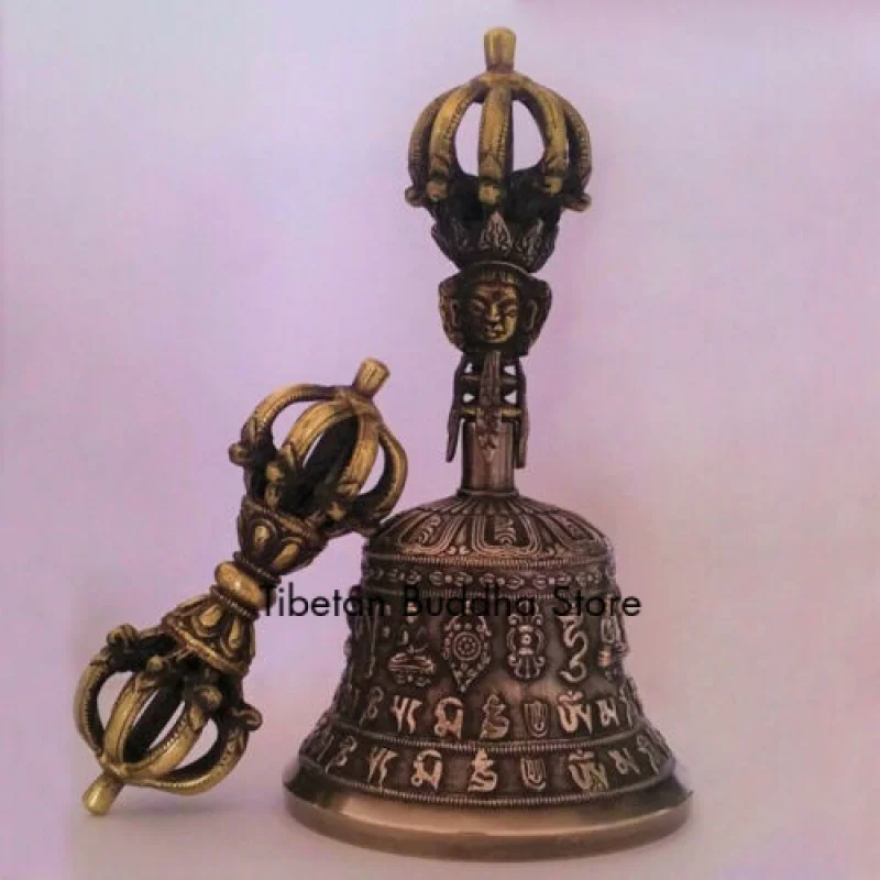 Bronze Tibetan Buddhism 9 Pronged Bell 7