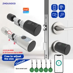 Tuya APP Fingerprint WIFI RFID Card Bluetooth Euro Cylinder Lock Biometric Electronic Smart Door Lock Keyless Entry for Home