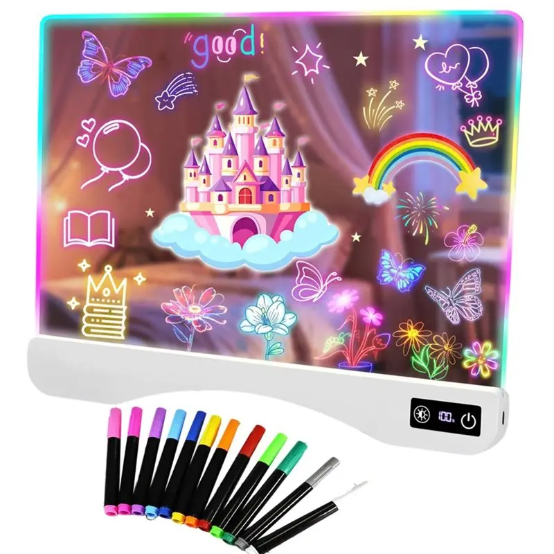 aed5-rechargeable-led-drawing-board-16-glow-drawing-tablet-light-up-doodle-message-board-signs-with-12-color-marker