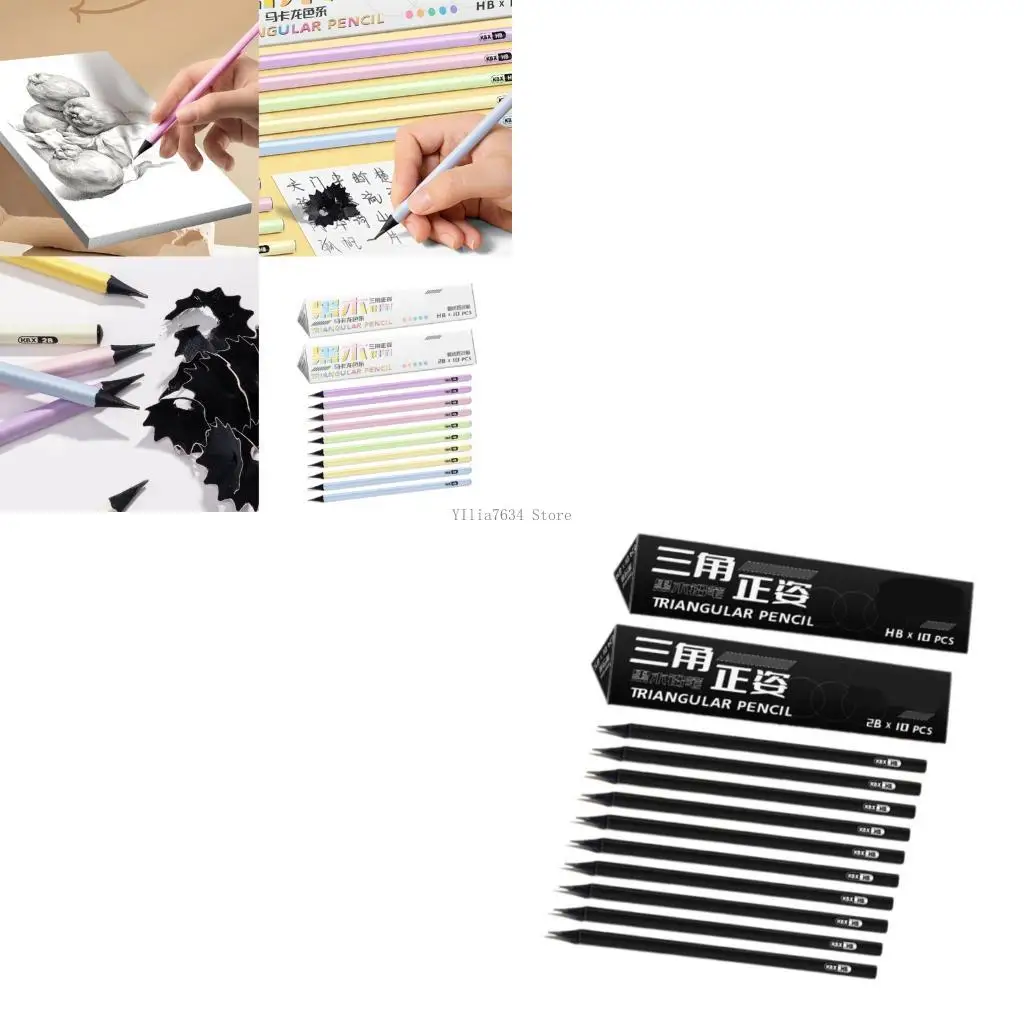 

20 Pcs Wooden Pencils 2B Triangular Pencils Drawing Pencils School Supplies For Tests And Daily Use