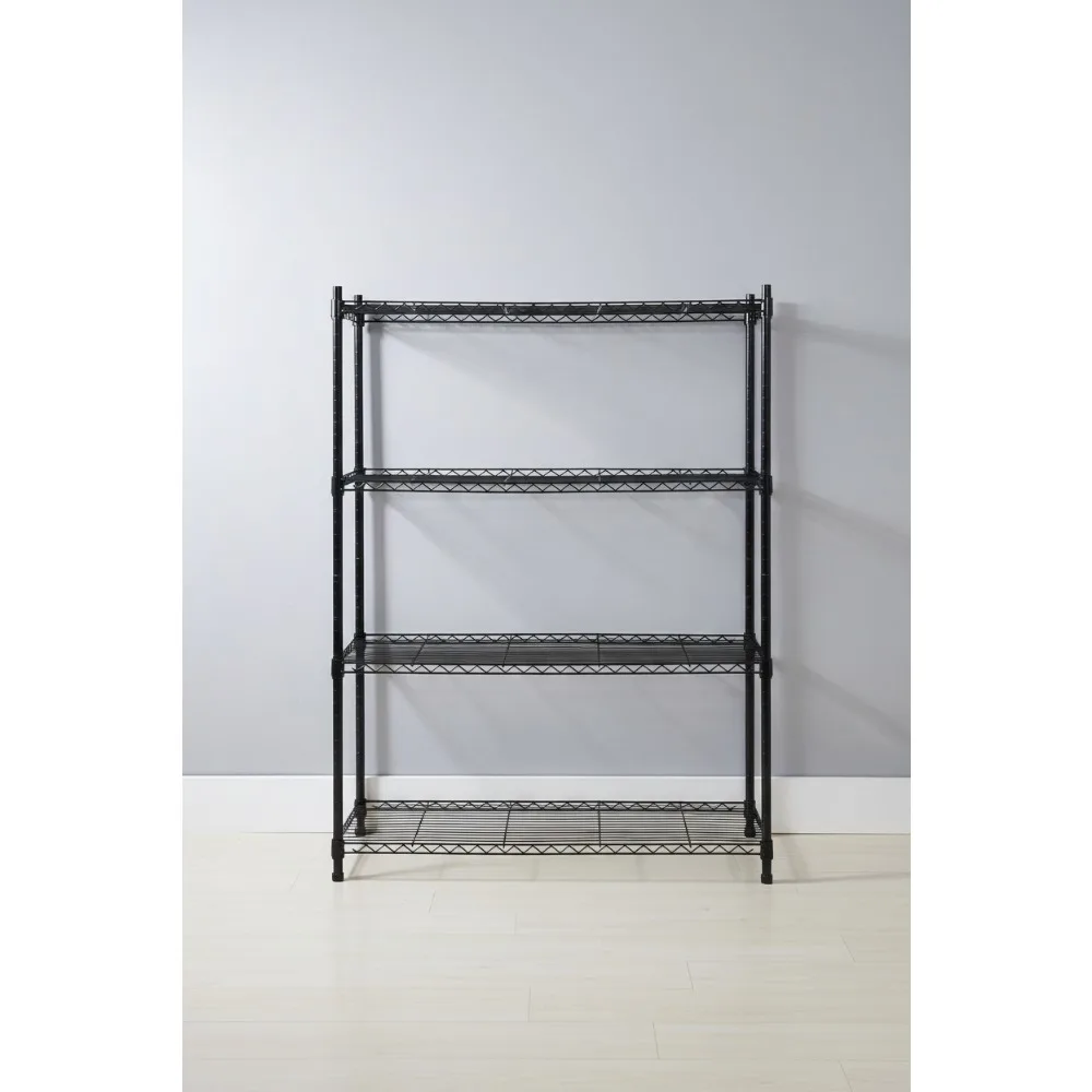 

Heavy Duty Adjustable Storage Shelving Unit, 4-Shelf Steel Wire Rack, 350 lbs Capacity per Shelf, Black (35x13.4x48.2 inches)