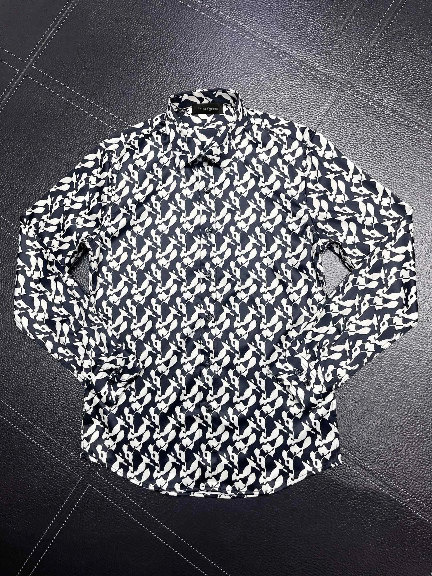 

Saint Queen Men's Shirt Slim Fit Flex Collar Stretch With Fold Harness Men Dress Shirts Button-Down Work Cotton Tops | 655