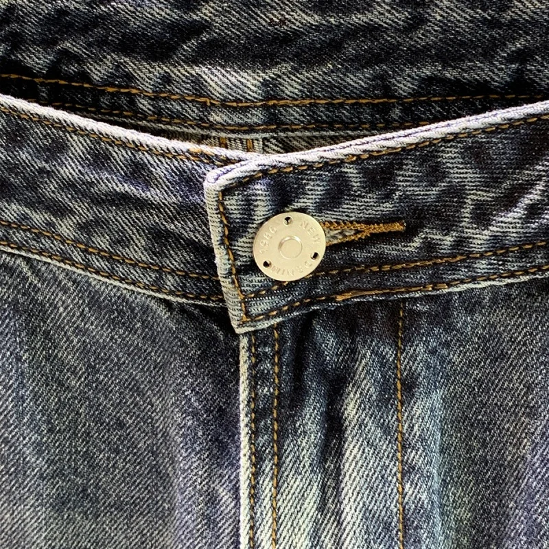 Vintage Blue Ripped Jeans Men's Fashion Printed 2024 Men's New Clothes Street Fashion Loose Harem Ruffle Handsome Trousers