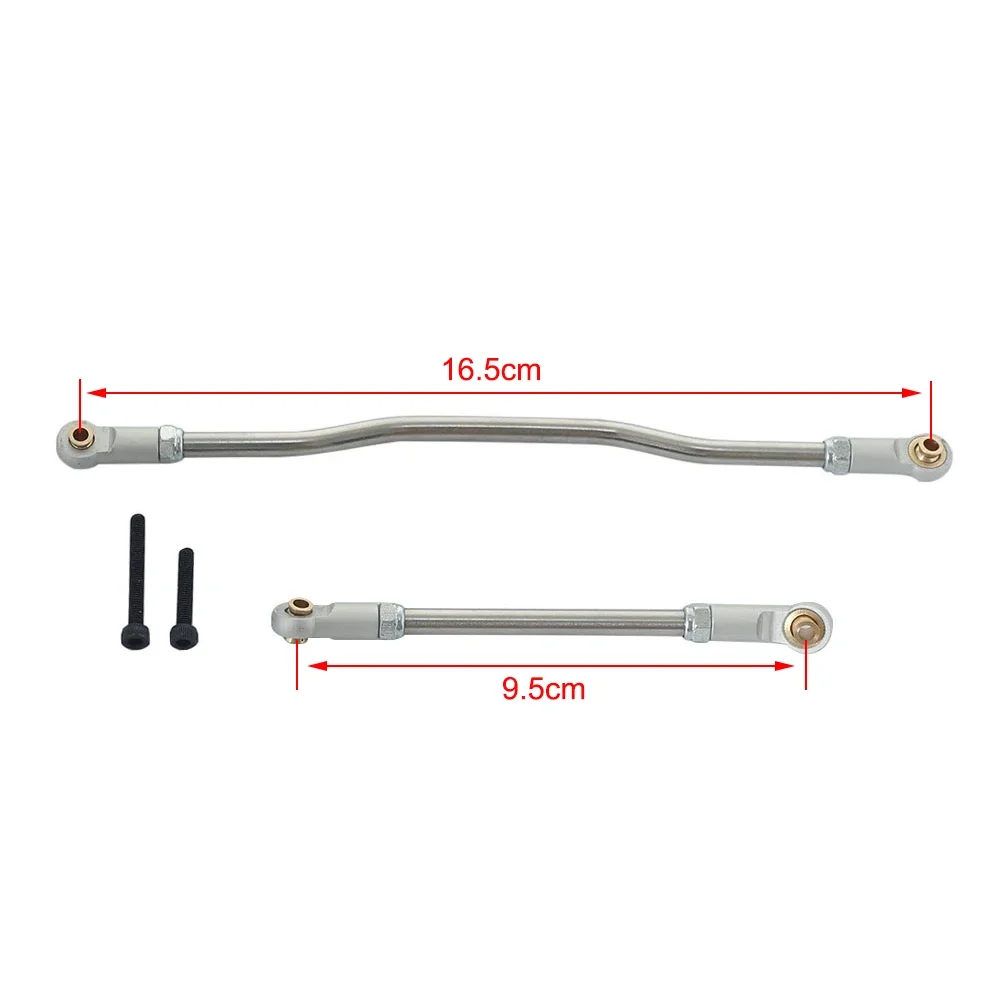 2Pcs Adjustable Steering Links Metal Rod End for 1/10 RC Crawler Axial Capra 1.9 Unlimited Trail Buggy RTR and Kit Upgrade