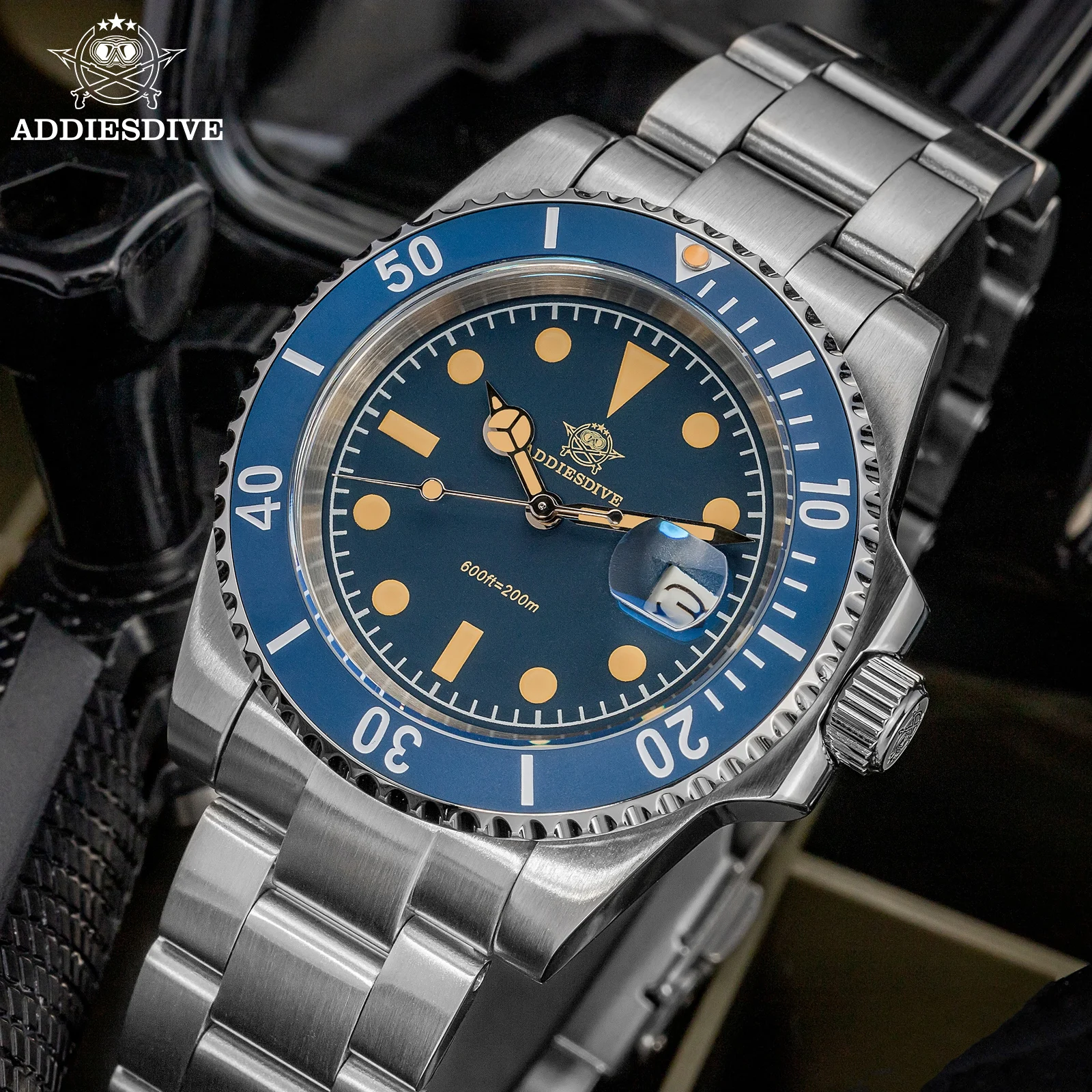 ADDIESDIVE 41mm AD2054 Men's Watch Diving Japanese Quartz Movement 200m Waterproof 316L Stainless Steel Ceramic Bezel Luminous