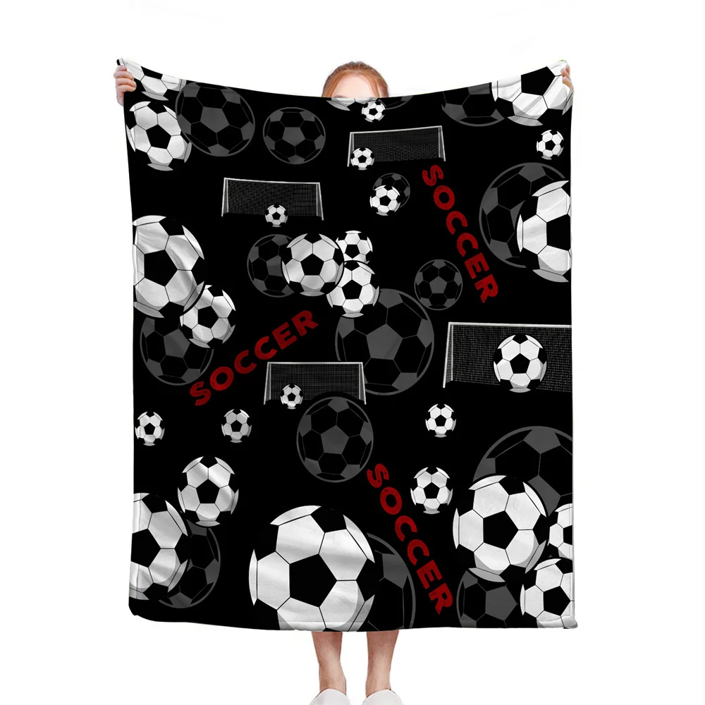 Football Microfiber Throw Blanket,Soccer Leisure Cover Blanket,Football field Lunch Break Blanket Home Travel Camping Blanket