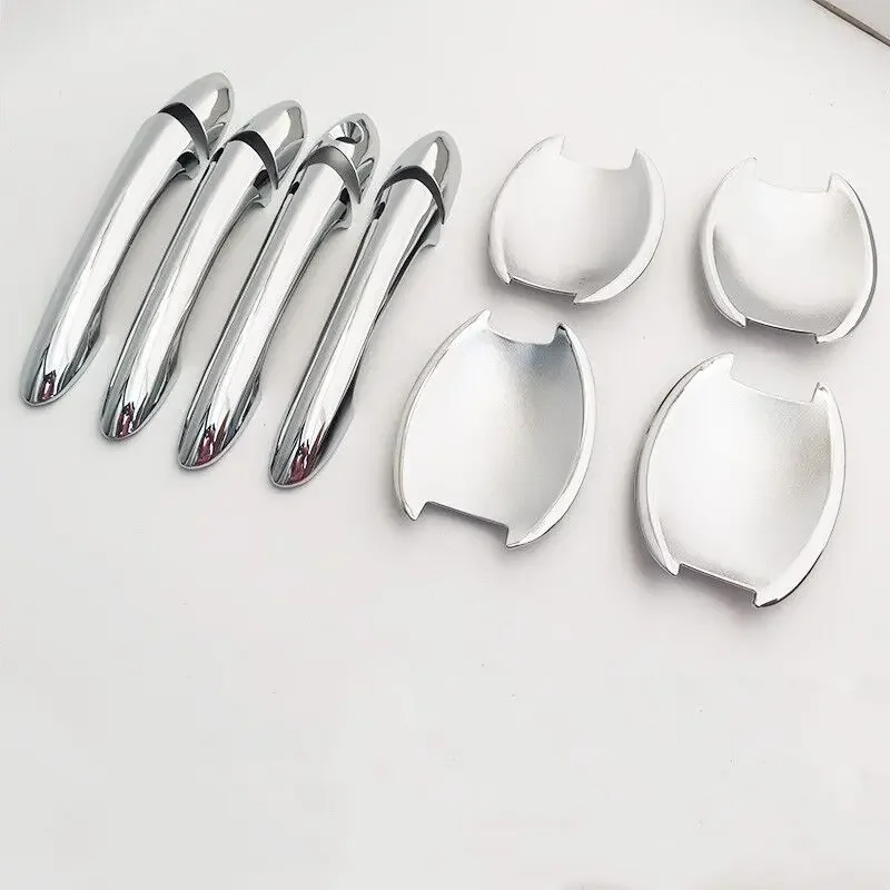 Funduoo For Hyundai Sonata / I45  2011-2015 Carbon Fiber Chrome Car Door Handle Cover Trim Sticker Styling Accessories