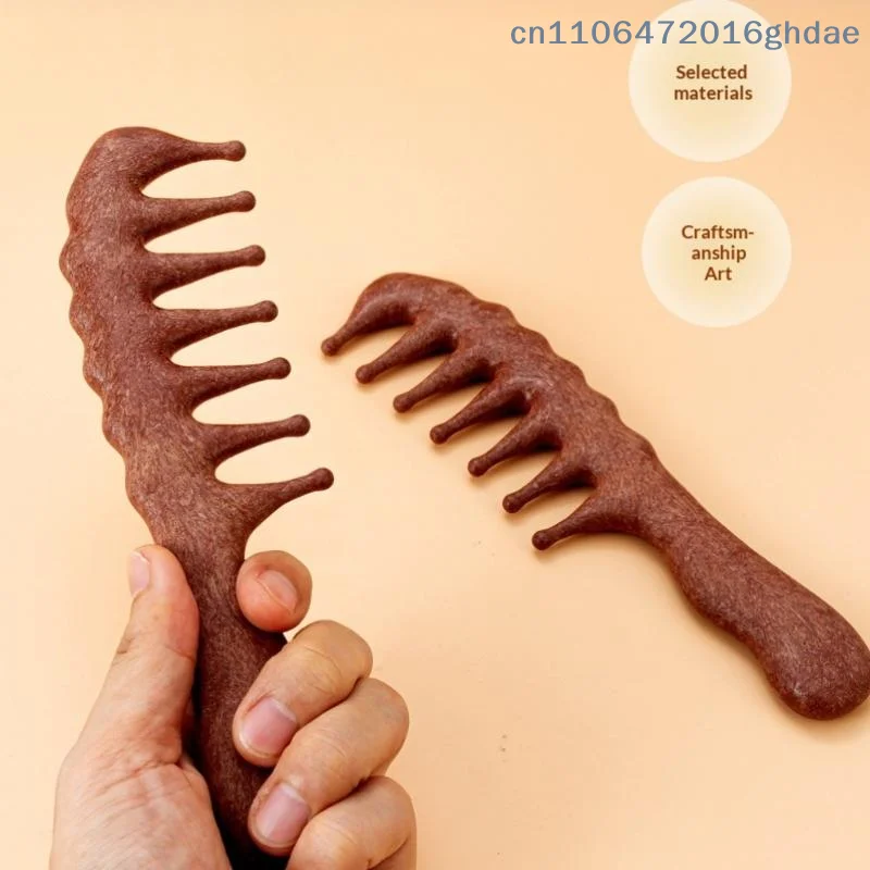 

（Summer6）1 Pc Plastic Imitation Wood Hair Combs Massager Long Wide Tooth Detangle Comb Hair Care Household Gift