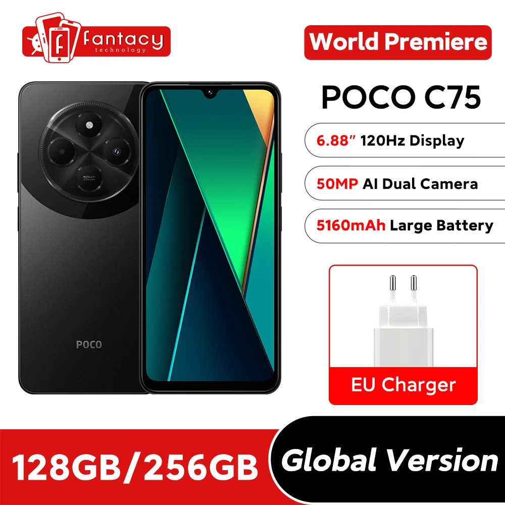 2024 New World Premiere POCO C75 Global Version 6.88'' 120Hz Display NFC Helio G81-Ultra 50MP Camera Massive 5160mAh Battery