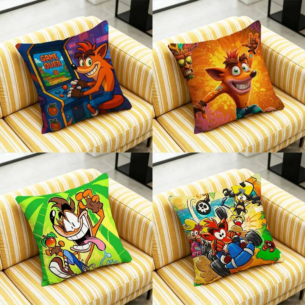 For Crash Bandicoot Fox Throw Pillow Case 45cm 50cm 30cm 40cm Car Custom Square Pillowcase Pad Cushion Cover