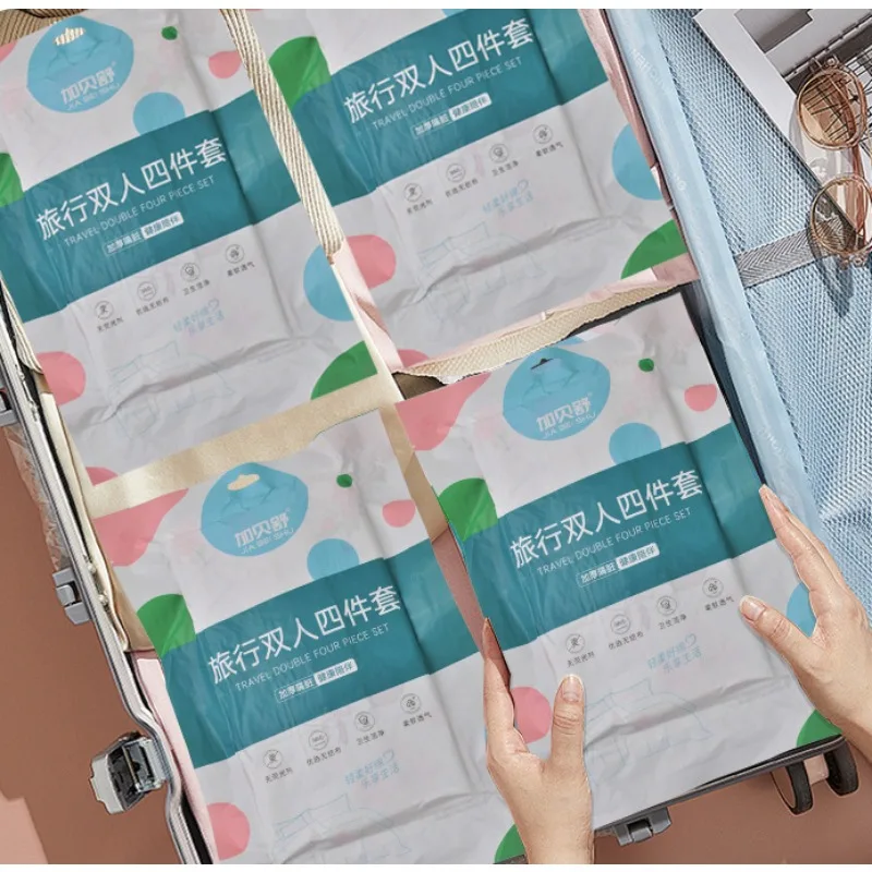 

Disposable Bed Sheets Set Towel Hotel Quilt Cover Bedding Dirty Proof Pillowcase Dirty Quilt Cover Portable Travel Essential