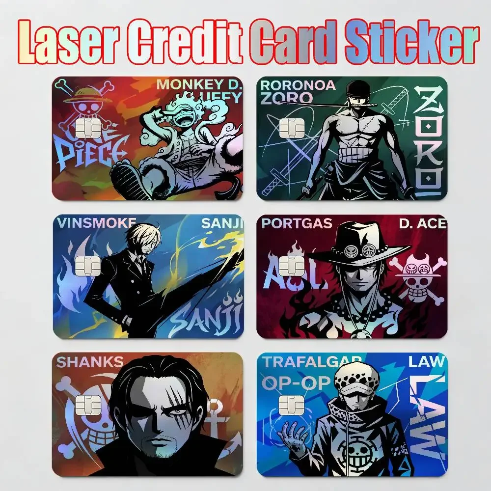 

MOTORCYCLE cool MOTO ONE PIECE LUFFY ZORO SANJI ACE NAMI Laser Reflective Card Skin Sticker For Debit Credit Card