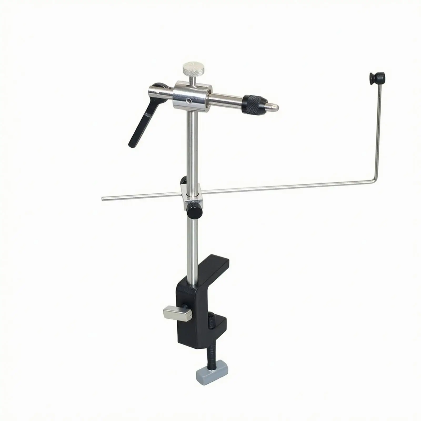 Rotating Fly Vise with Threader Bench Mounted Steel Hook Clamp Adjustable Rod for Fly Tying Craft
