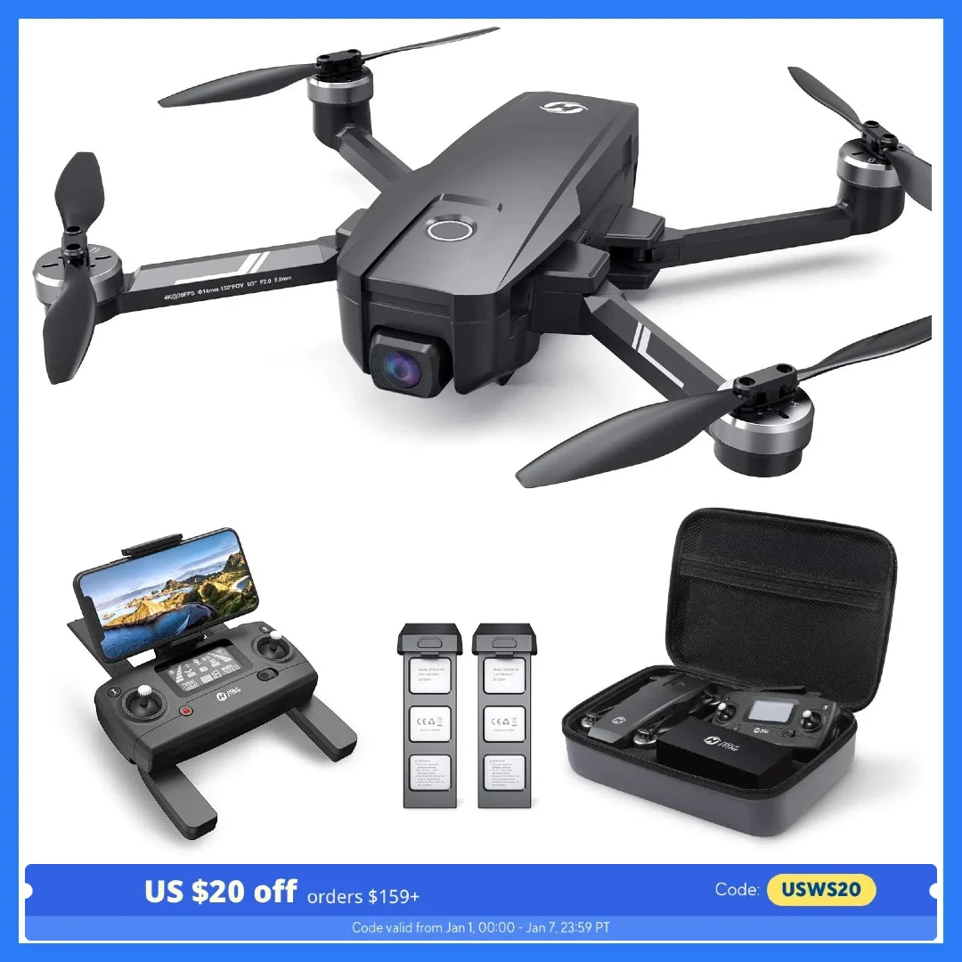 Holy Stone HS720E 4K Drone: Remote ID,  46min Flight, 5GHz FPV, 130° FOV, 4K/30FPS, Brushless, Auto Return, Follow,GPS,C0.