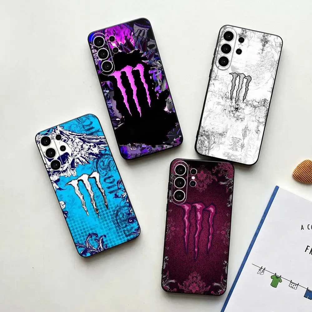 F-Fashion M-MonsterES Power Drink Phone Case For Samsung S25,S24,S21,S22,S23,S30,Ultra,S20,Plus,Fe,Note,10,9,5G Black Cover