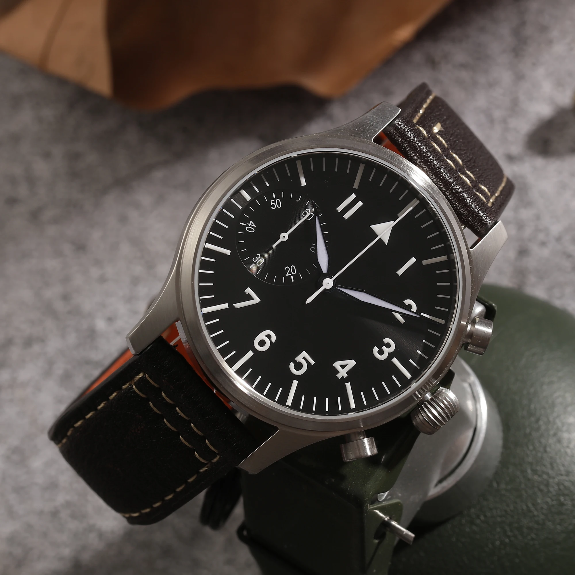 【Escapement Time】Quartz 6S21 Movement Pilot Flieger Chronograph Watch 40mm Case Waterproof 50M