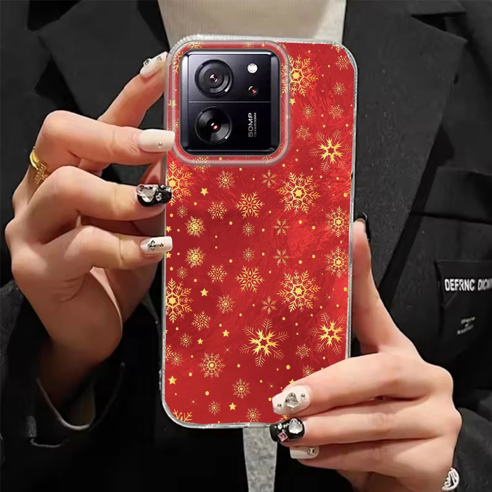 عيد الميلاد الذهبي الثلج نمط النساء الفتيات ل Xiaomi 13T 14T برو 11 لايت NE Poco X5 X6 X7 M6 C65 C61 M5S جراب هاتف غطاء #2