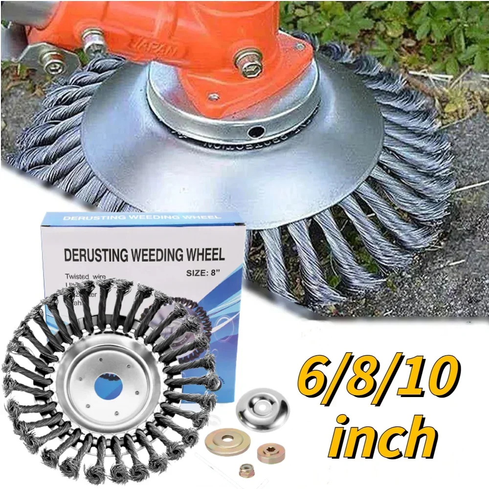 

6/8/10 Inch Weed Brush Cutter Head Lawn Mower Universal Grass Trimmer Head Steel Wire Wheel Brush Disc Garden Trimmer Heads