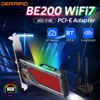 FENVI 8800Mbps WiFi 7 BE200 Wireless PCle WiFi Adapter 2.4G/5G/6GHz 802.11be RGB light For Bluetooth5.4 BE200NGW PC Win10/11
