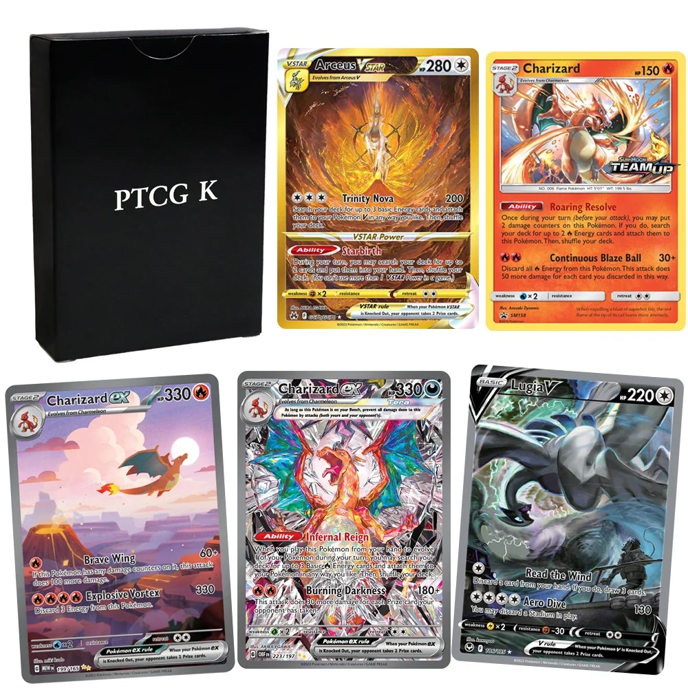 Pokémon Card PTCG K  Charizard Obsidian Flames SMP Dragonite Lugia Silver Tempes Mewtwo Crown Zenith TCG Board Whole Set Proxy