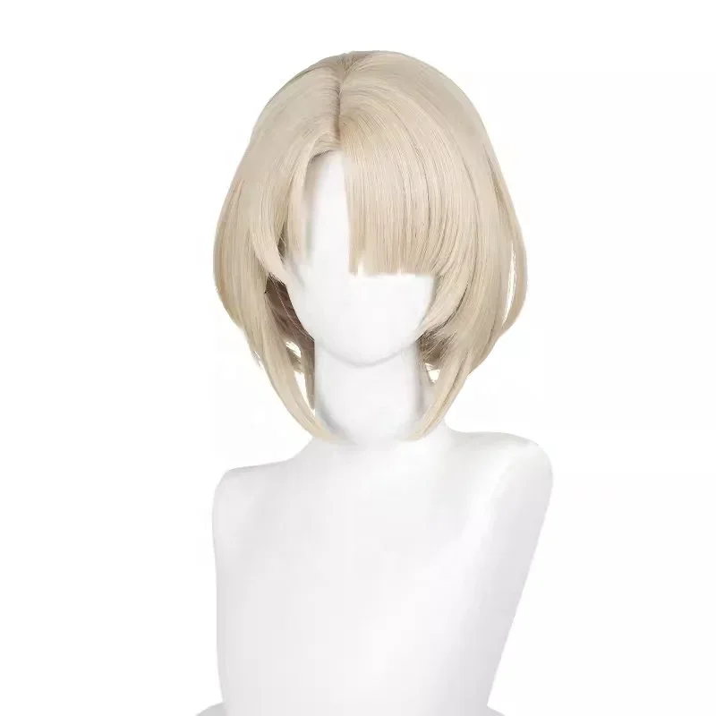 35cm Short Beige Genshin Impact Fontaine Anime Peluca Freminet Wig Cosplay Synthetic Heat Resistant Hair Wig