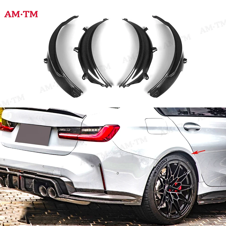 Para BMW Serie 3 M3 G80 G81 2021+ Cubiertas de Fibra de Carbono Seca para Parachoques Delantero y Trasero, Embellecedores Laterales Estilo O, Alerones Laterales, Embellecedores de Paso de Rueda