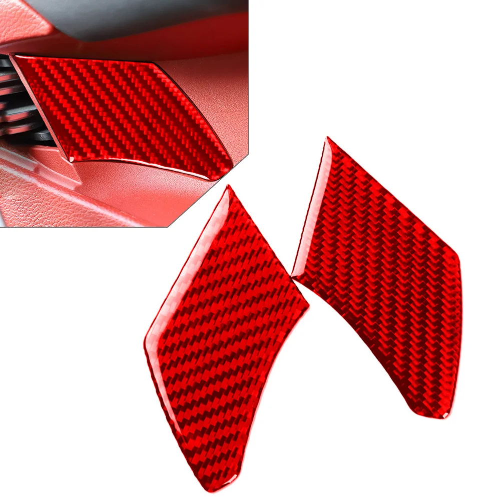 Interior Trim Handle Frame Cover Carbon Fiber Door Handles 2Pcs For Dodge Challenger 2015 16 17 18 19 20 21 22 23 2024 Red