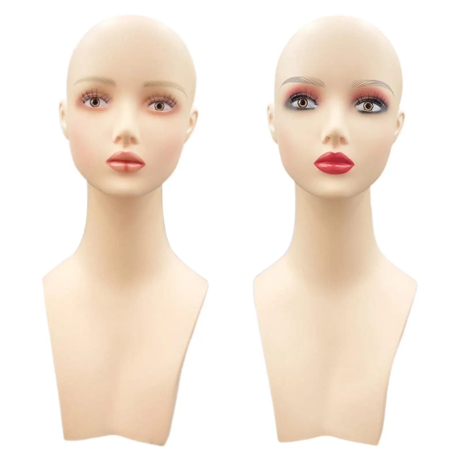 

Female Bald Mannequin Head,Wig Display Head with Makeup Multipurpose Long Neck Realistic PVC Manikin Head for Wig Hat Jewelry