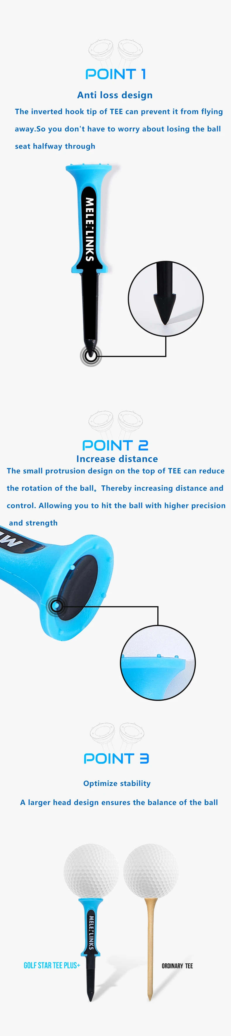 Golf Ball Halter 5Pcs Golf Tee Null Drag Outdoor Reduziert Reibung Seite Spin Step Down Golf Tees Golf Zubehör drop Schiff – Detail 4
