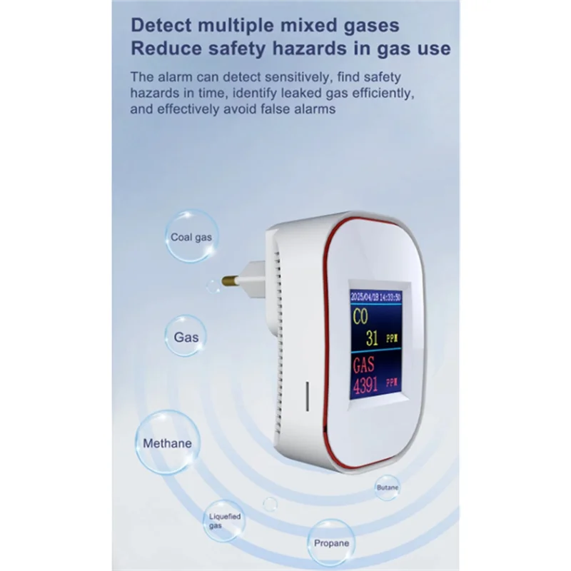 ELECT-Tuya الحياة الذكية الغاز الطبيعي CO تسرب كاشف أول أكسيد الكربون WIFI CH4 الميثان تسرب مستشعر إنذار الفحم القابل للاحتراق