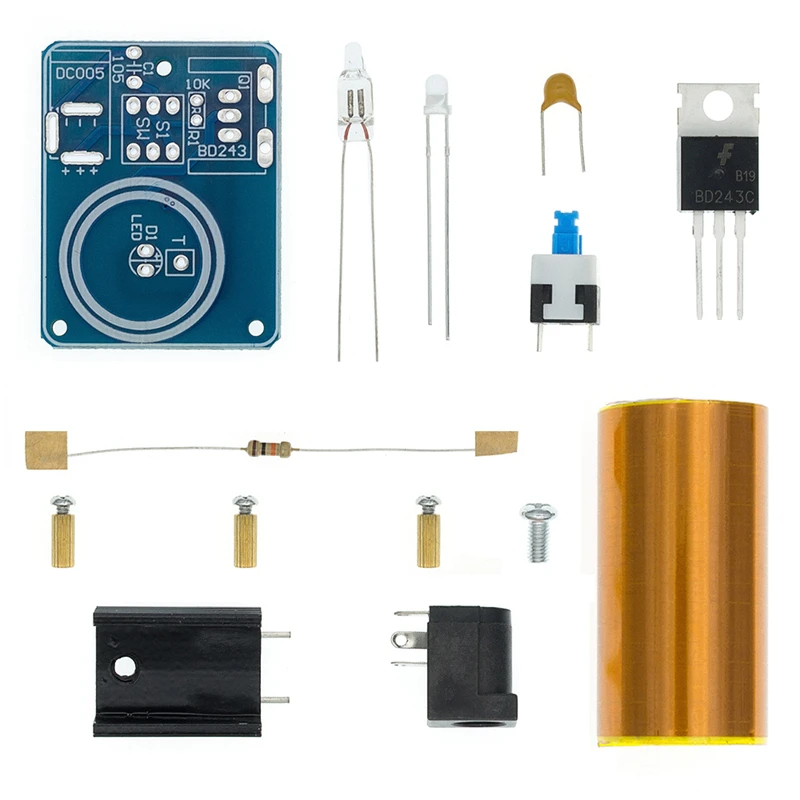 BD243 Mini Tesla Coil Kit Magic Props DIY Parts Empty Lights Technology Diy Electronics BD243C DIY Mini Tesla Coil Module