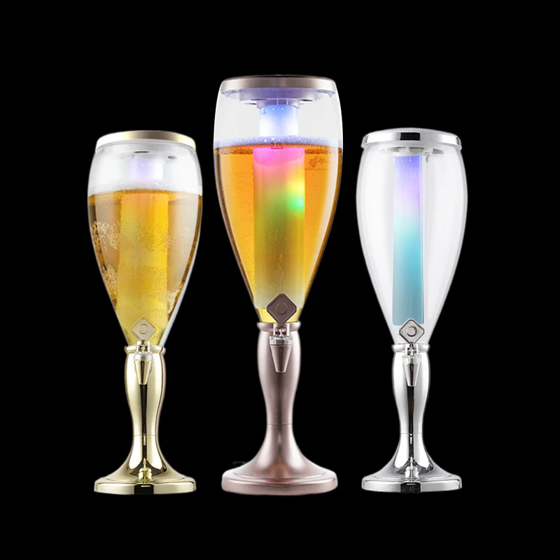 

Custom 4.5L Classic Style Double-Tiered Cooler Rechargeable LED Light Beer Tower for Juice Champagne Party Occasions