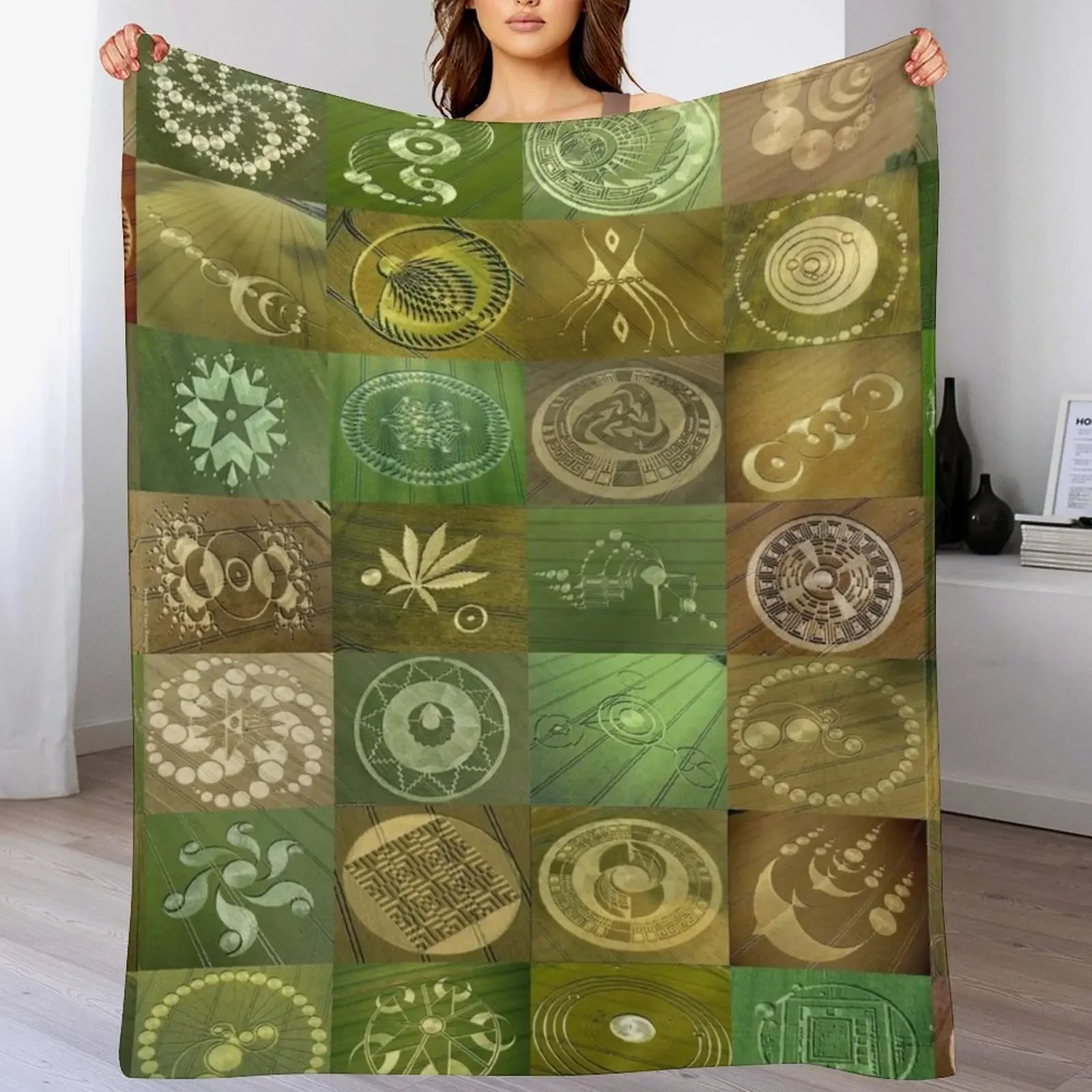 

Crop Circles Throw Blanket Quilt Soft Plaid Heavy valentine gift ideas Blankets
