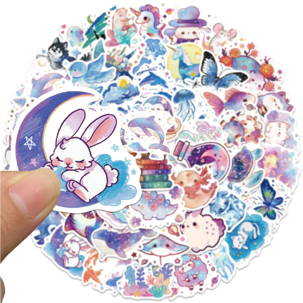 

10/30/50pcs Cartoon Starry Sky Animal Aesthetic Stickers DIY Stationery Guitar Phone Bike Cute Waterproof Sticker Kid Toys Gifts