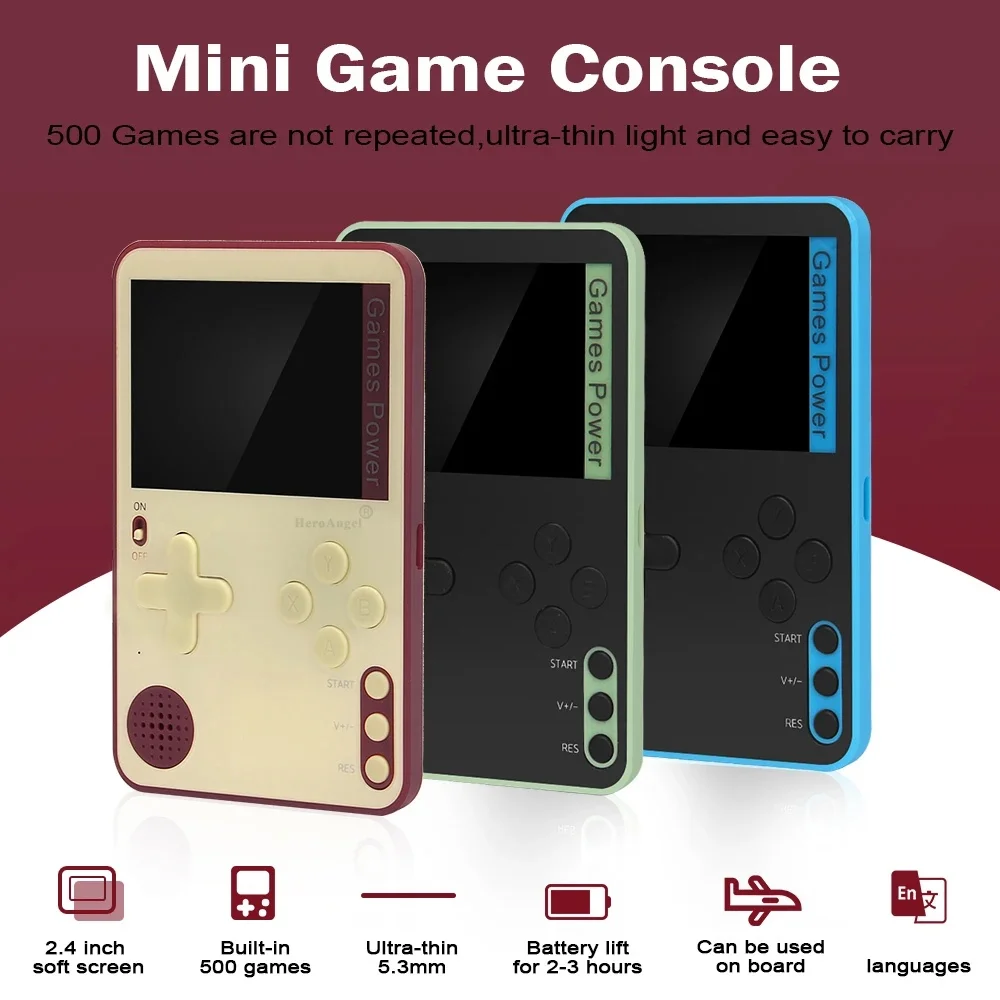 Console de jogos portátil 500 jogos clássicos lcd portátil retro vídeo mini console de jogos recarregável ótimo presente para crianças e adultos