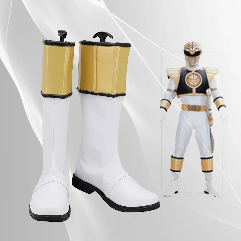 أحذية Tyranno للبالغين أزياء الهالوين أحذية White Ranger Tommy التأثيرية yi;4