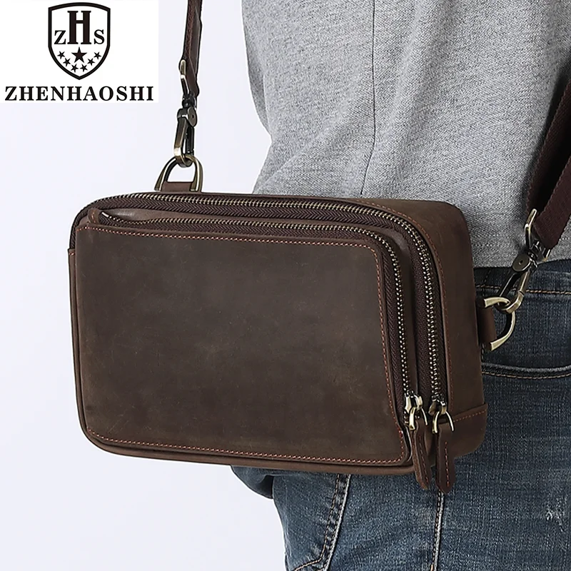 Business style men's bag High quality cowhide leather Men's handbag Shoulder Bag Multi-functional men's handbag Belt bag