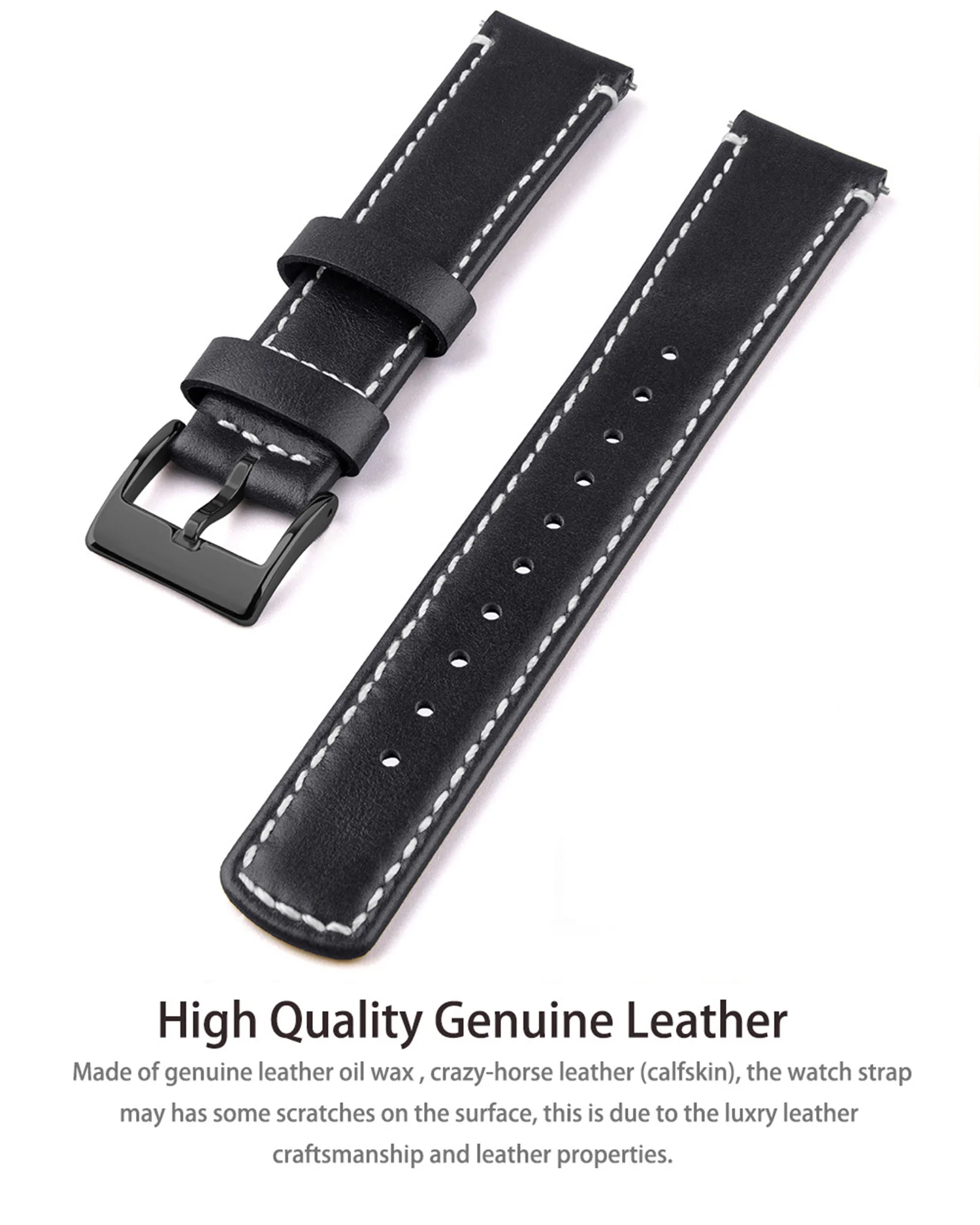 Top Grain Echtleder-Uhrenarmband, Schnellverschluss 20 mm/22 mm Uhrenarmband, passend für Samsung Galaxy Watch, Herren- und Damen-Uhrenarmband – Detail 14
