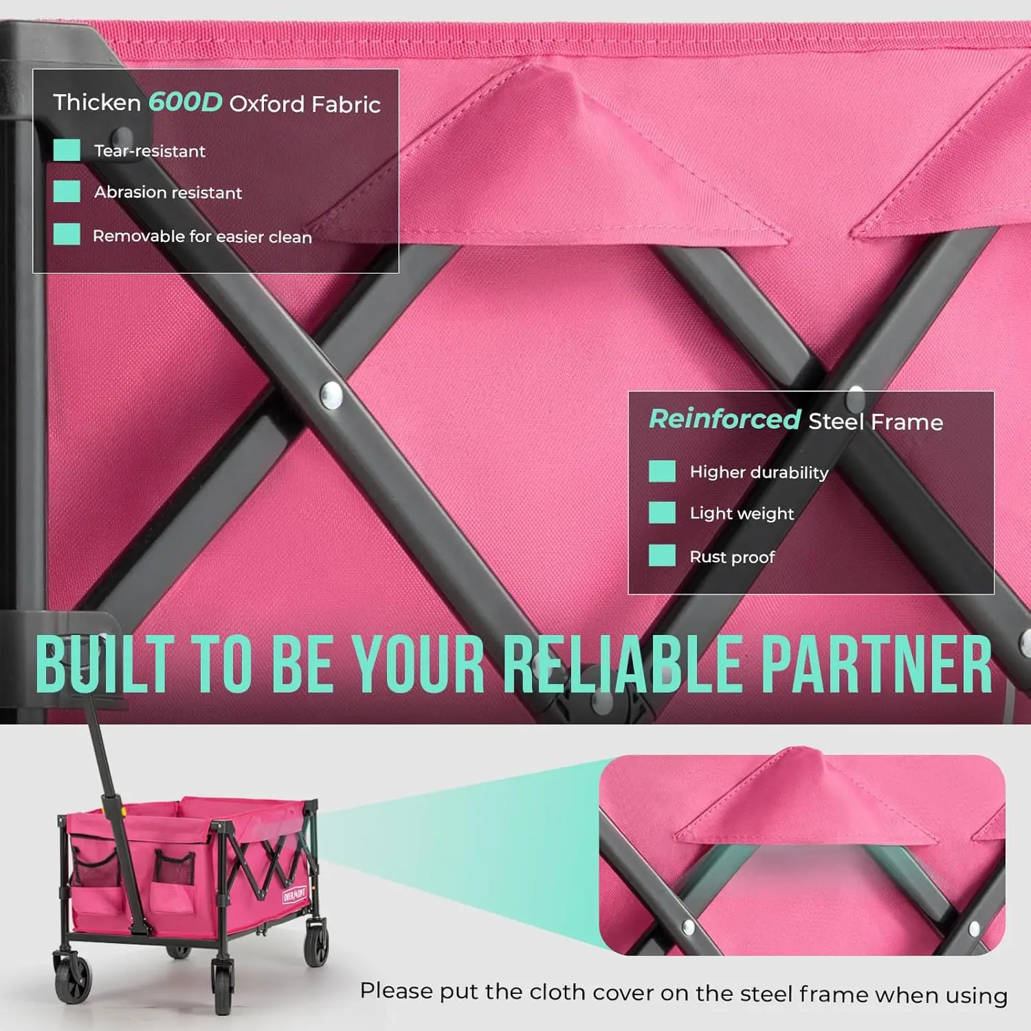 รถเข็นพับได้พร้อมประตูท้าย - รับน้ำหนักได้ 220 ปอนด์ รถเข็นอเนกประสงค์น้ำหนักเบาพับเก็บได้สำหรับการช็อปปิ้ง สวน ชายหาด