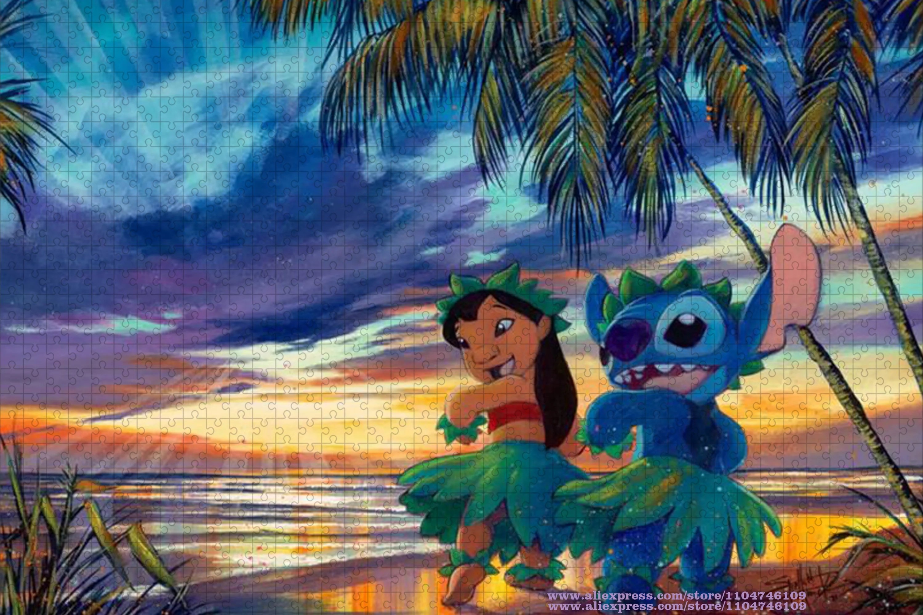 ديزني أنيمي ليلو وستيتش لغز بانوراما 108/200/300/500/1000/1500 قطعة ألغاز الذكاء للأطفال هدية عيد ميلاد مع صندوق