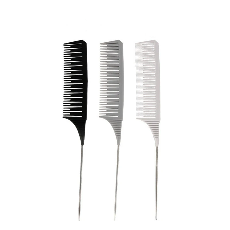 3Pcs Fine-Tooth Comb Metal Pin Anti-Static Hair Style Rat Tail Comb Hair Edge Styling Hairdressin Beauty Tools D