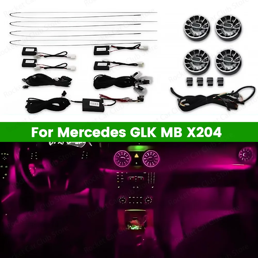 

For Mercedes Benz GLK MB X204 2008-2015 Car Turbine Outlet Dashboard Interior Neon Light Kit LED 64 Colors Vents Ambient light