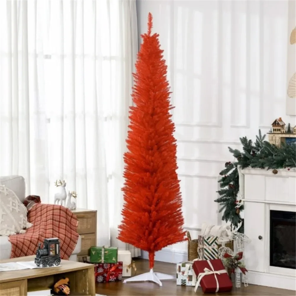 The 7-foot-tall artificial Christmas tree comes in a slim pencil pattern, with 499 branches adding a lush look to the tree