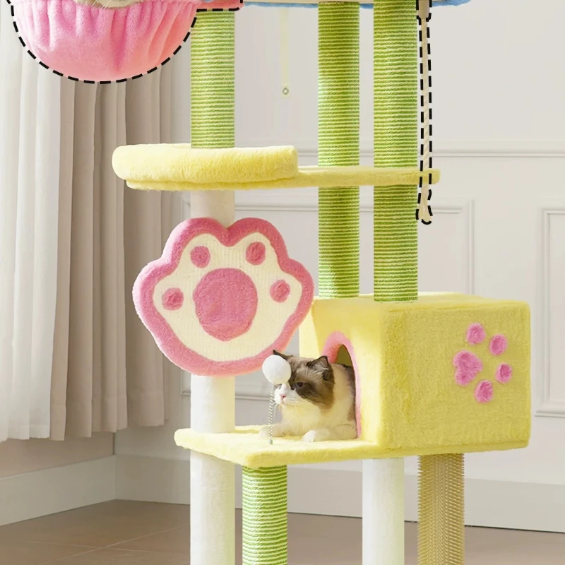 With Floors Large Cat Tower Wooden Multi-Level Indoor Fashionable Cat Tower Toys Bed Castle Arranhador Para Gato Cat Furniture