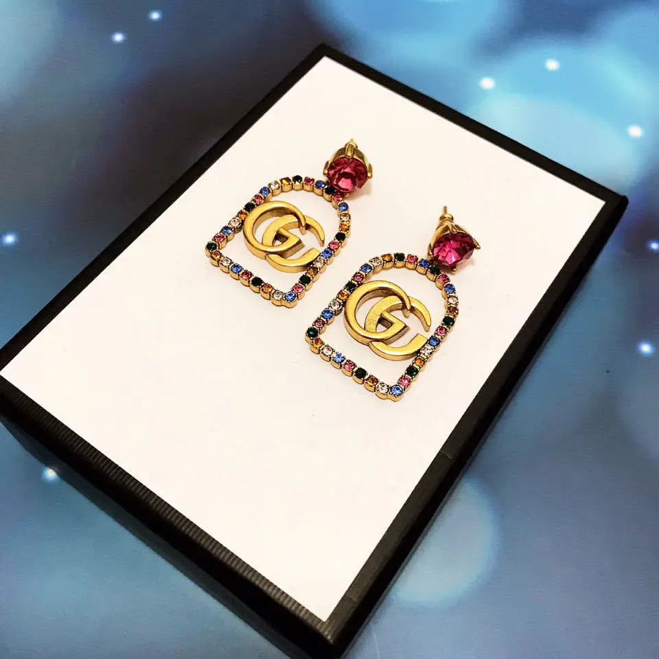 مجموعة الخريف والشتاء الفرنسية الجديدة: قلادة حجر الراين الملونة للنساء، أقراط فاخرة وخفيفة الوزن للفتيات الصغيرات