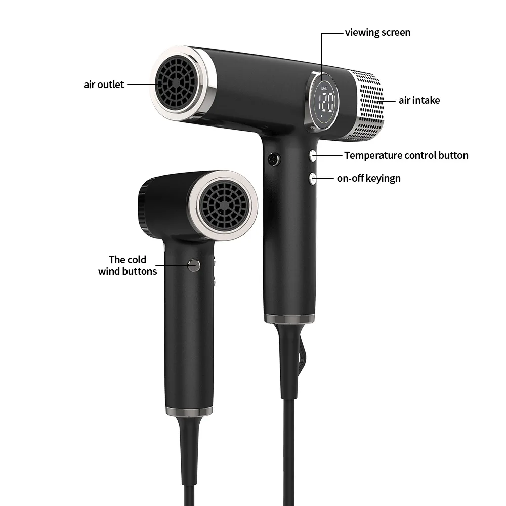 110000 Rpm High Speed Bldc Brushless Motor 1800W Hair Dryer with Three Magnetic Nozzle and Two air Hair Wrap Styler