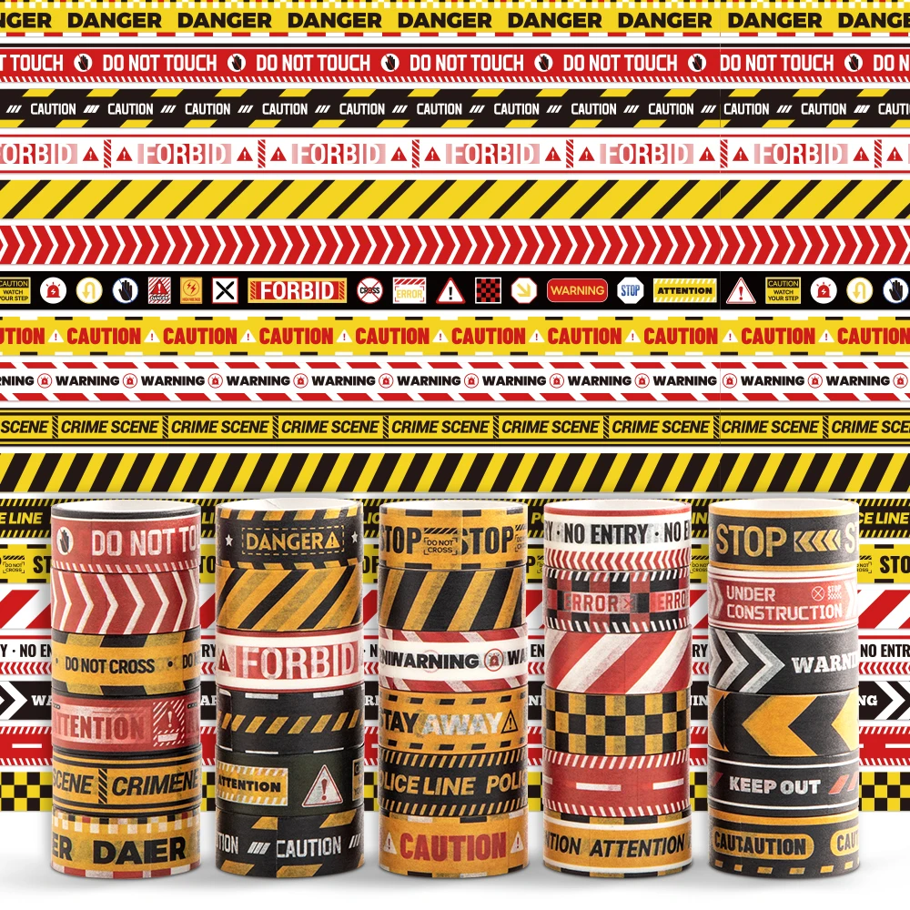 30 Rollen Vorsicht-Washi-Tape-Aufkleber, lebendige Farben, Planer-Zubehör, perfekt zum Markieren, Organisieren von DIY-Basteltagebüchern – Detail 3