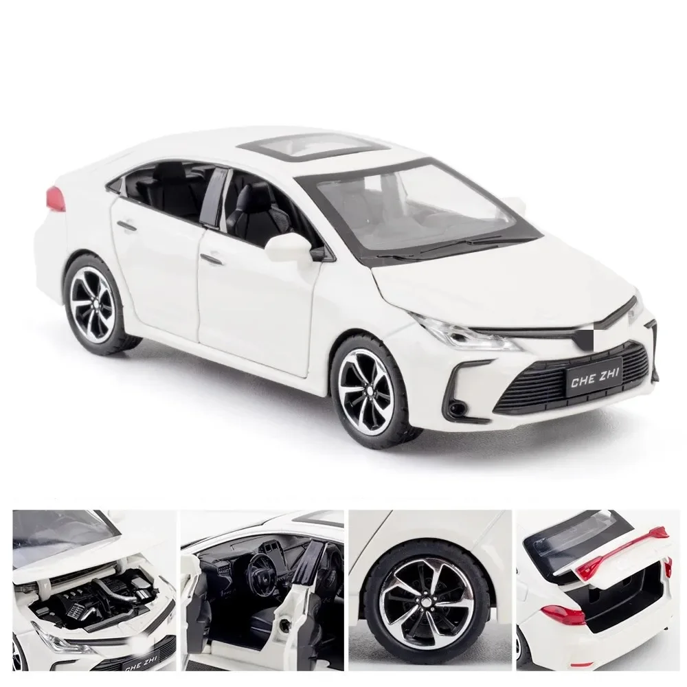 1:32 Toyota Corolla Hybrid Diecast Alloy Metal Toy Car Miniature Model Pull Back Sound & Light Collection Gift 6 Doors Openable